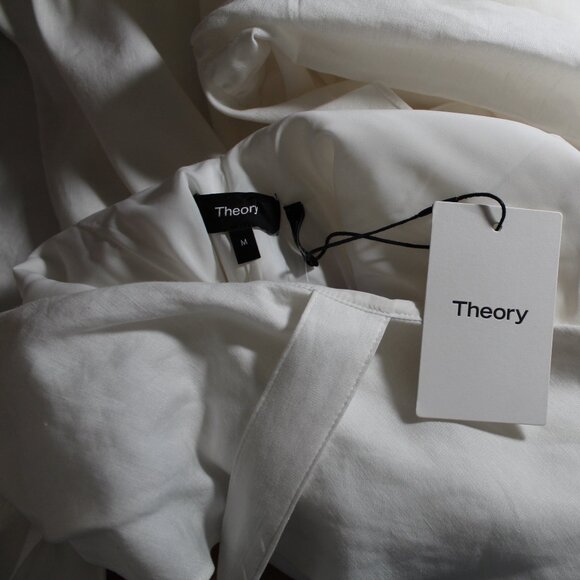 NWT Theory Tie Back Dress White Midi M $395 - Picture 4 of 6